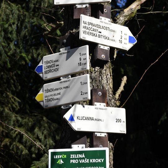 Rozcestník Klucanina - rozhl., odb.