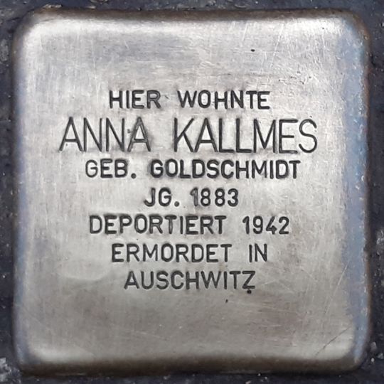 Stolperstein dedicated to Anna Kallmes