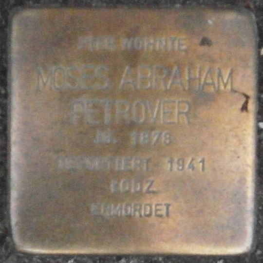 Stolperstein dedicated to Moses Abraham Petrover