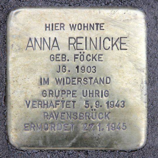 Stolperstein en memoria de Anna Reinicke