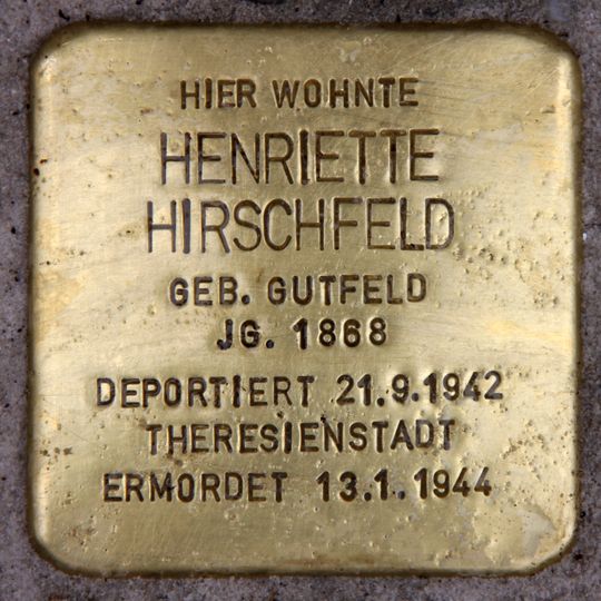 Stolperstein dedicated to Henriette Hirschfeld
