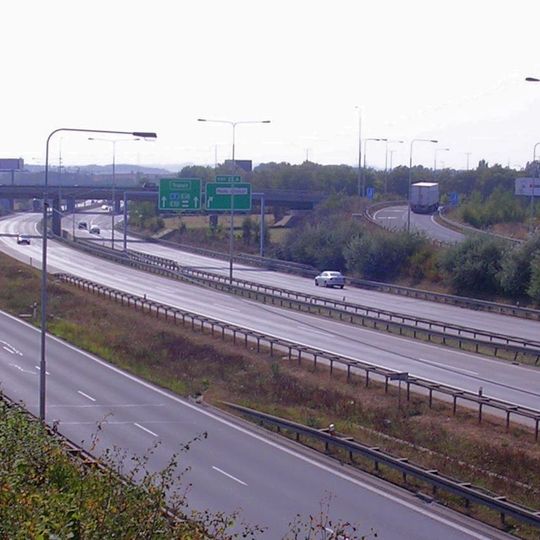 Most jižní rampy MÚK Třebonice přes Pražský okruh