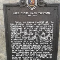 Lord Justo Ukon Takayama historical marker