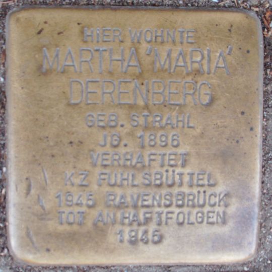 Stolperstein en memoria de Martha ‚Maria‘ Derenberg