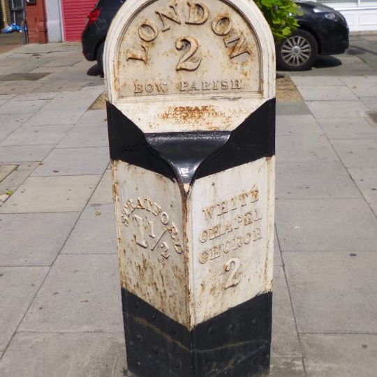 Milepost, Bow Road E3, opp. Wellington Way