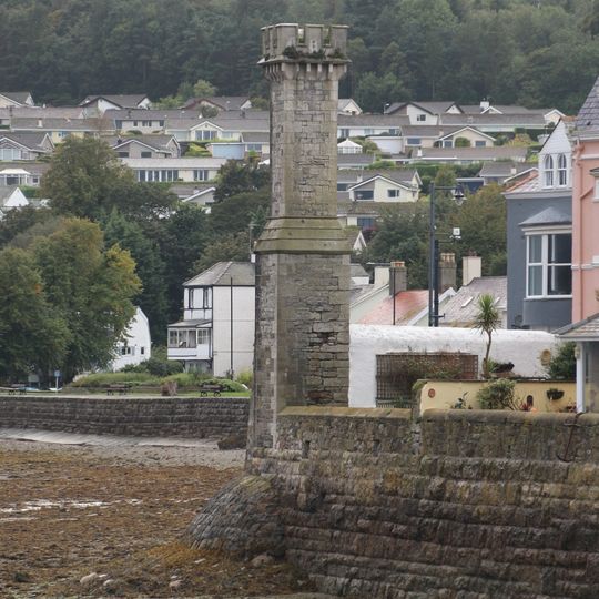 Chimney stack on sea wall at rear of 51 Castle Street