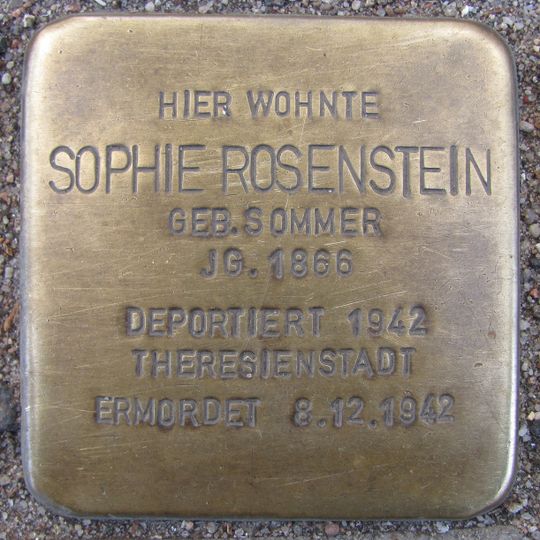 Stolperstein dedicated to Sophie Rosenstein