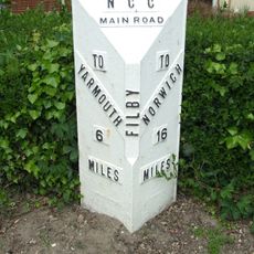 Milepost, opp. Filby Post Office
