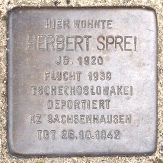 Stolperstein dedicated to Herbert Sprei