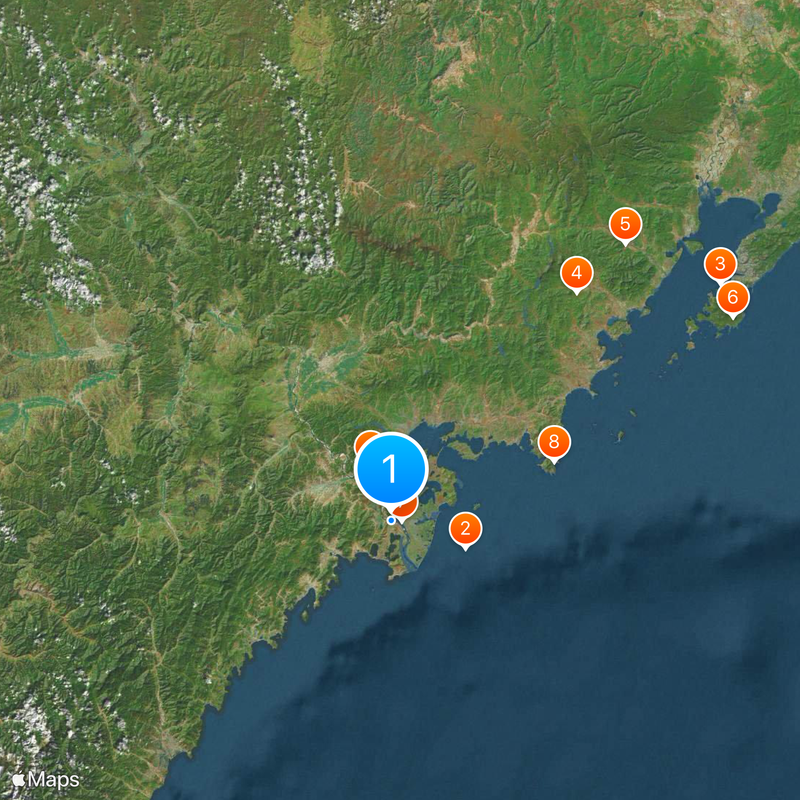 China–North Korea border Map