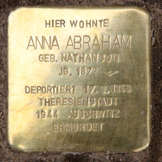 Stolperstein dedicated to Anna Abraham