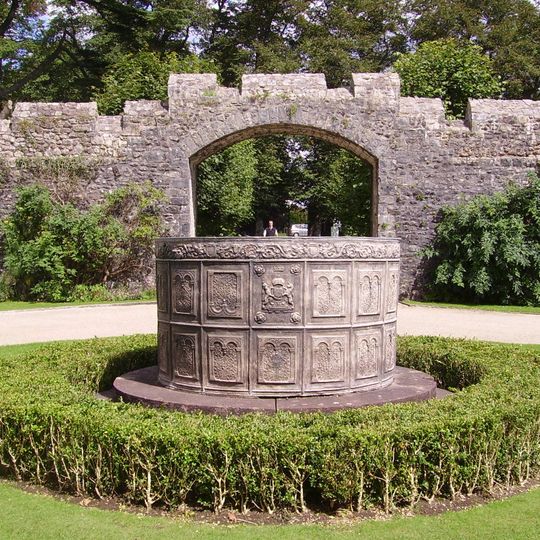 Lead cistern in the east forecourt of St Fagans Castle