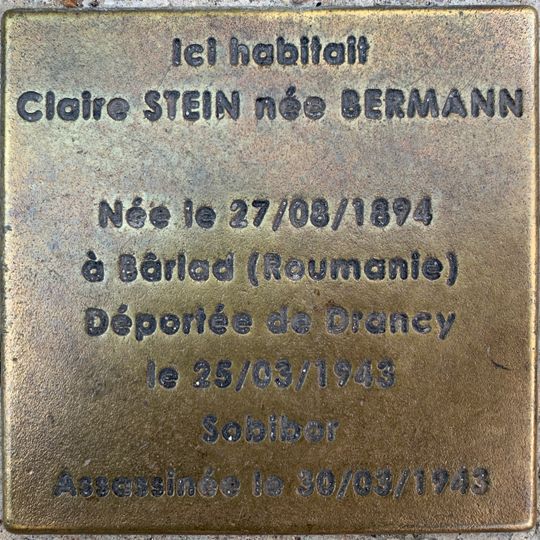 Stoleperstein à la mémoire de Claire Stein