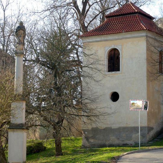 Bell tower in front of the church of Saint Leonard