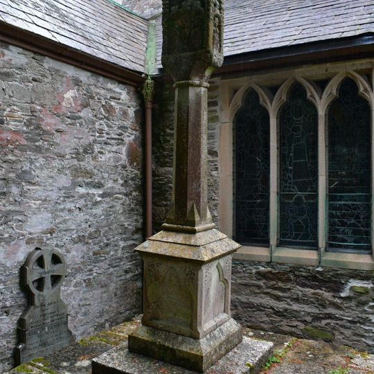 Lantern cross and grave slab immediately south of St Bartholomew's Church