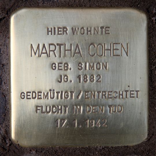 Stolperstein dedicated to Martha Cohen