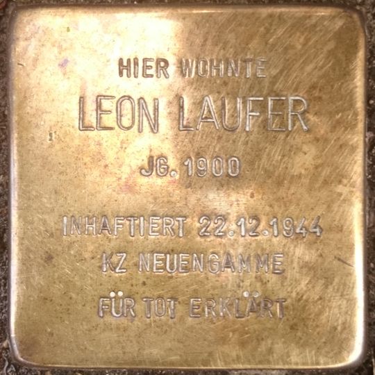 Stolperstein dedicated to Leon Laufer