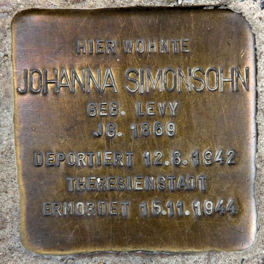Stolperstein dedicated to Johanna Simonsohn