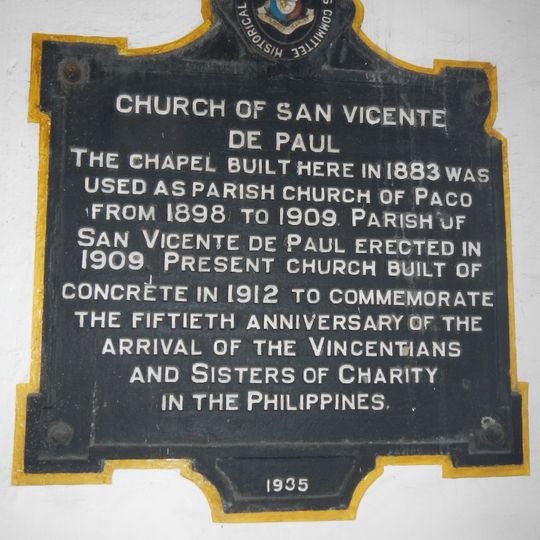 Church of San Vicente de Paul historical marker