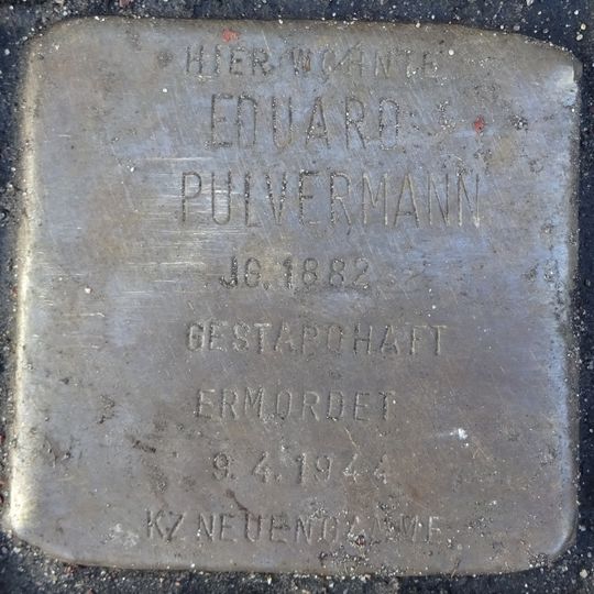 Stolperstein dedicated to Eduard Pulvermann