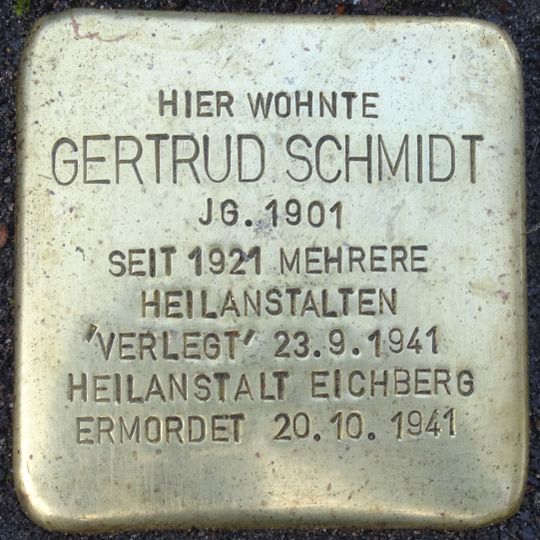Stolperstein à la mémoire de Gertrud Schmidt