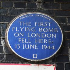 First Flying bomb on London fell here (blue plaque), Tower Hamlets