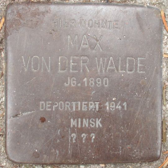 Stolperstein dedicated to Max von der Walde