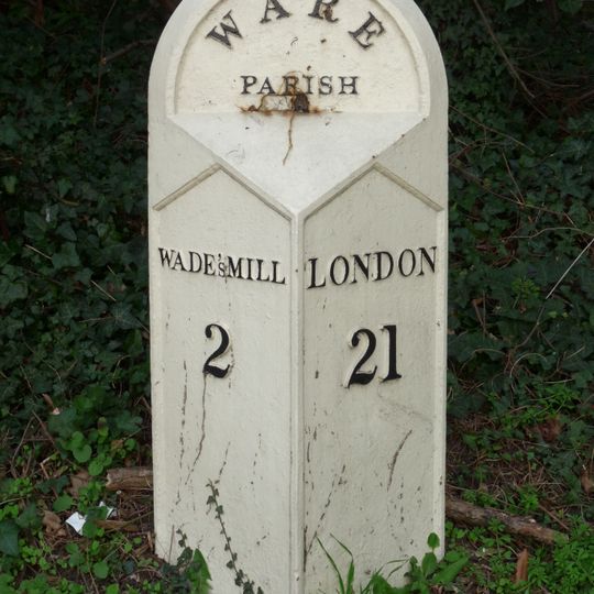 Milestone In Verge East Of Ware Fire Station At Tl 3558 1470