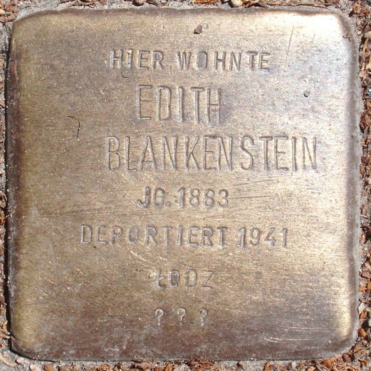 Stolperstein dedicated to Edith Blankenstein