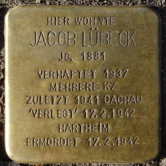Stolperstein en memoria de Jacob Lübeck