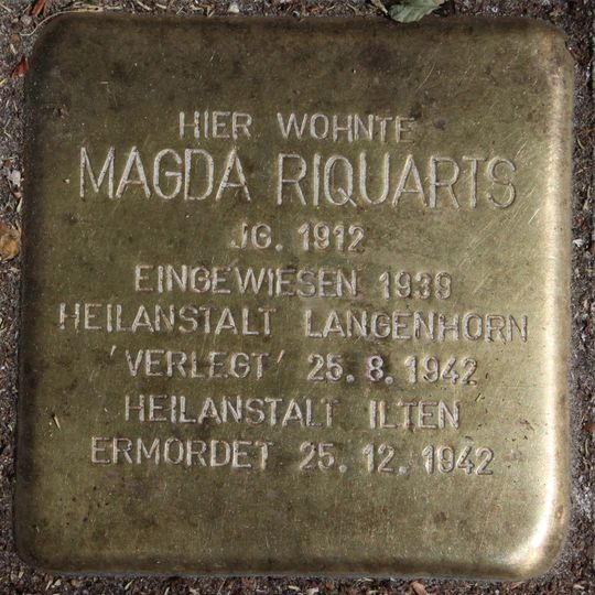 Stolperstein dedicated to Magda Riquarts