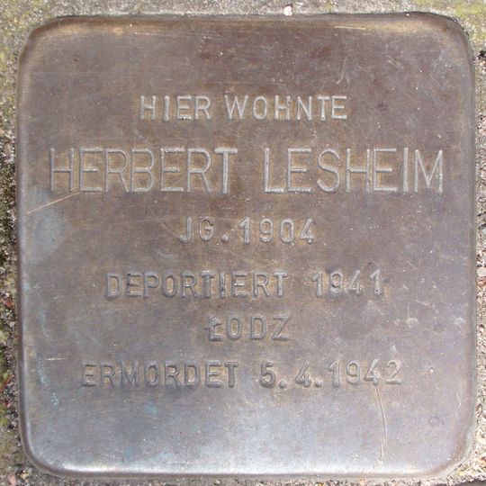 Stolperstein dedicated to Herbert Lesheim