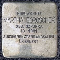 Stolperstein dedicated to Martha Boroschek