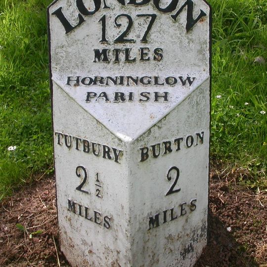 Milepost, Tutbury Road, jct with BeamHill Road at Outwoods Cross