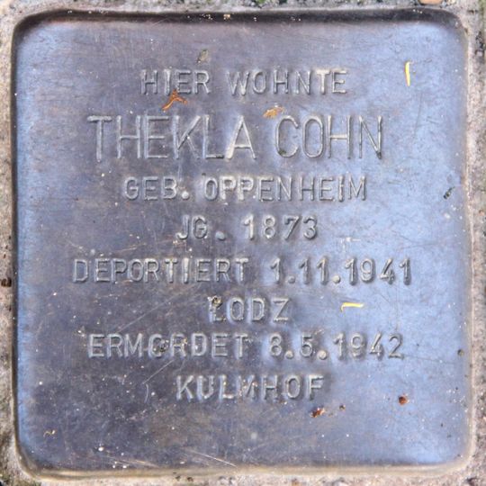 Stolperstein dedicated to Thekla Cohn