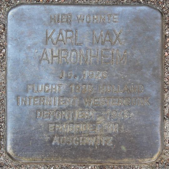 Stolperstein dedicated to Karl Max Ahronheim