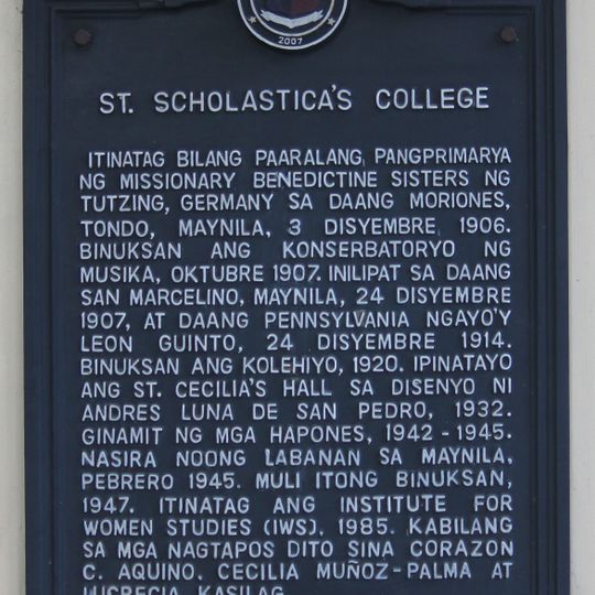 St. Scholastica’s College historical marker