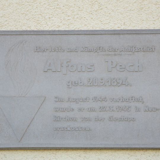 Gedenktafel, Alfons Pech Ammonstraße Chemnitz-Altendorf