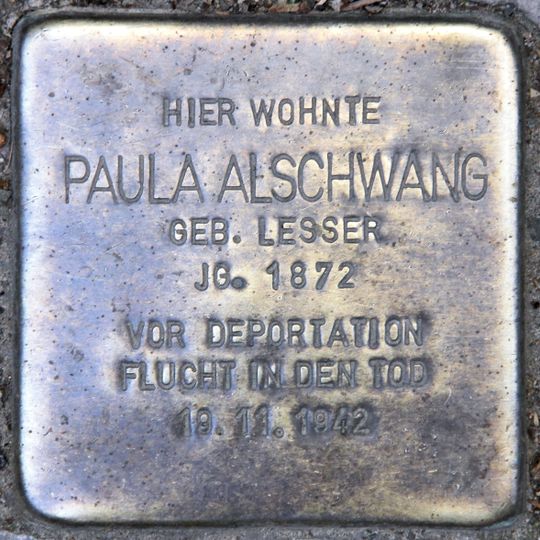 Stolperstein dedicated to Paula Alschwang