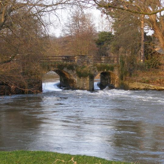 Bridge over River Lugg, and leat head 150 metres west of Eaton Hall