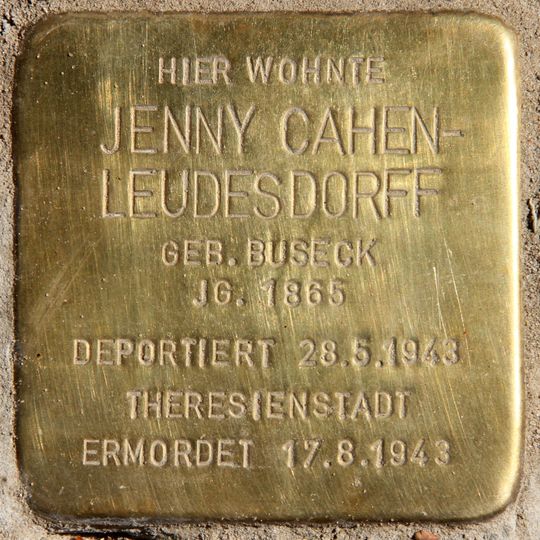 Stolperstein dedicated to Jenny Cahen-Leudesdorff