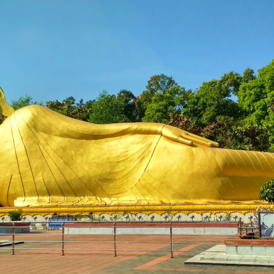 Bhuvan shanti 100 feet lion bed statue of Gautama Buddha