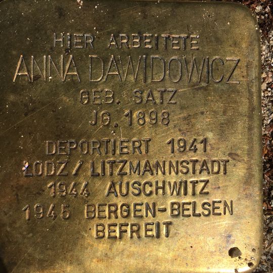 Stolperstein à la mémoire d’Anna Dawidowicz