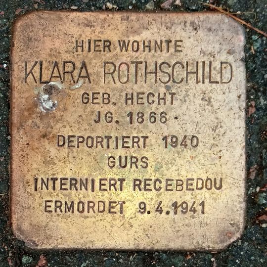 Stolperstein dedicated to Klara Hecht