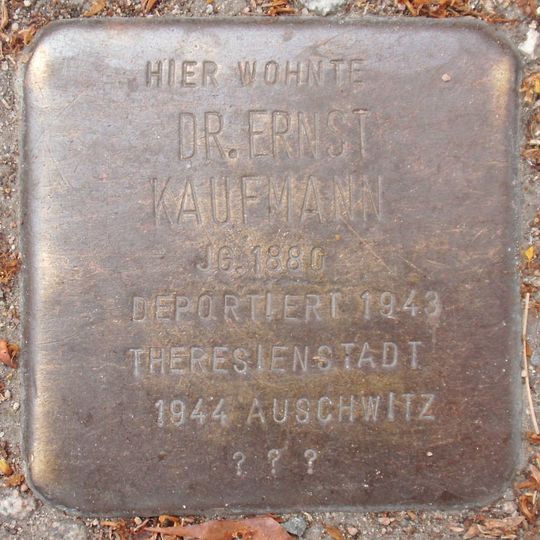 Stolperstein dedicated to Ernst Kaufmann