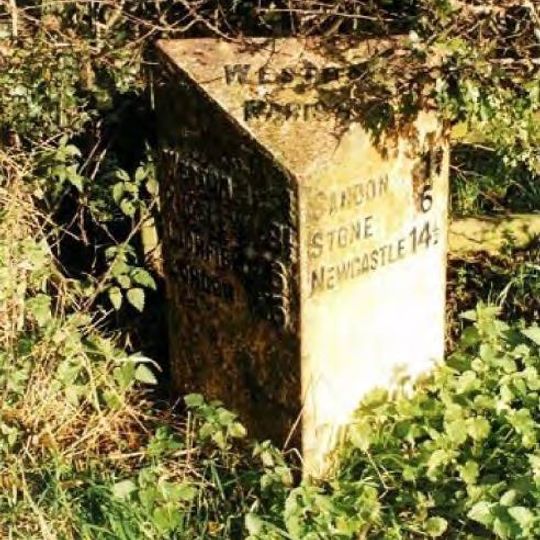 Milepost, W of Sandon Road Farm