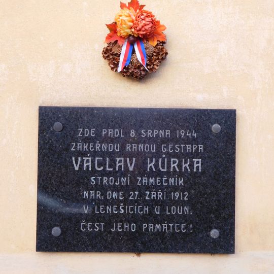 Plaque to Václav Kůrka