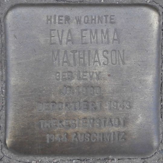 Stolperstein dedicated to Eva Emma Mathiason