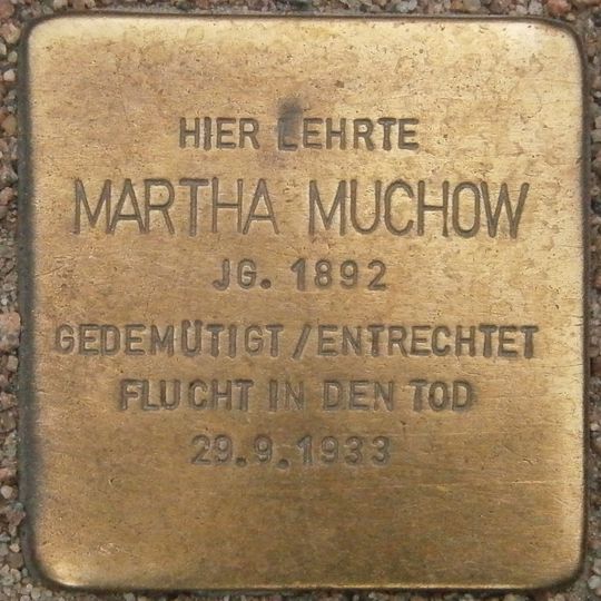 Stolperstein dedicated to Martha Muchow