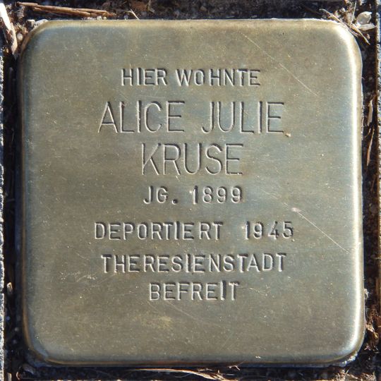 Stolperstein dedicated to Alice Julie Kruse